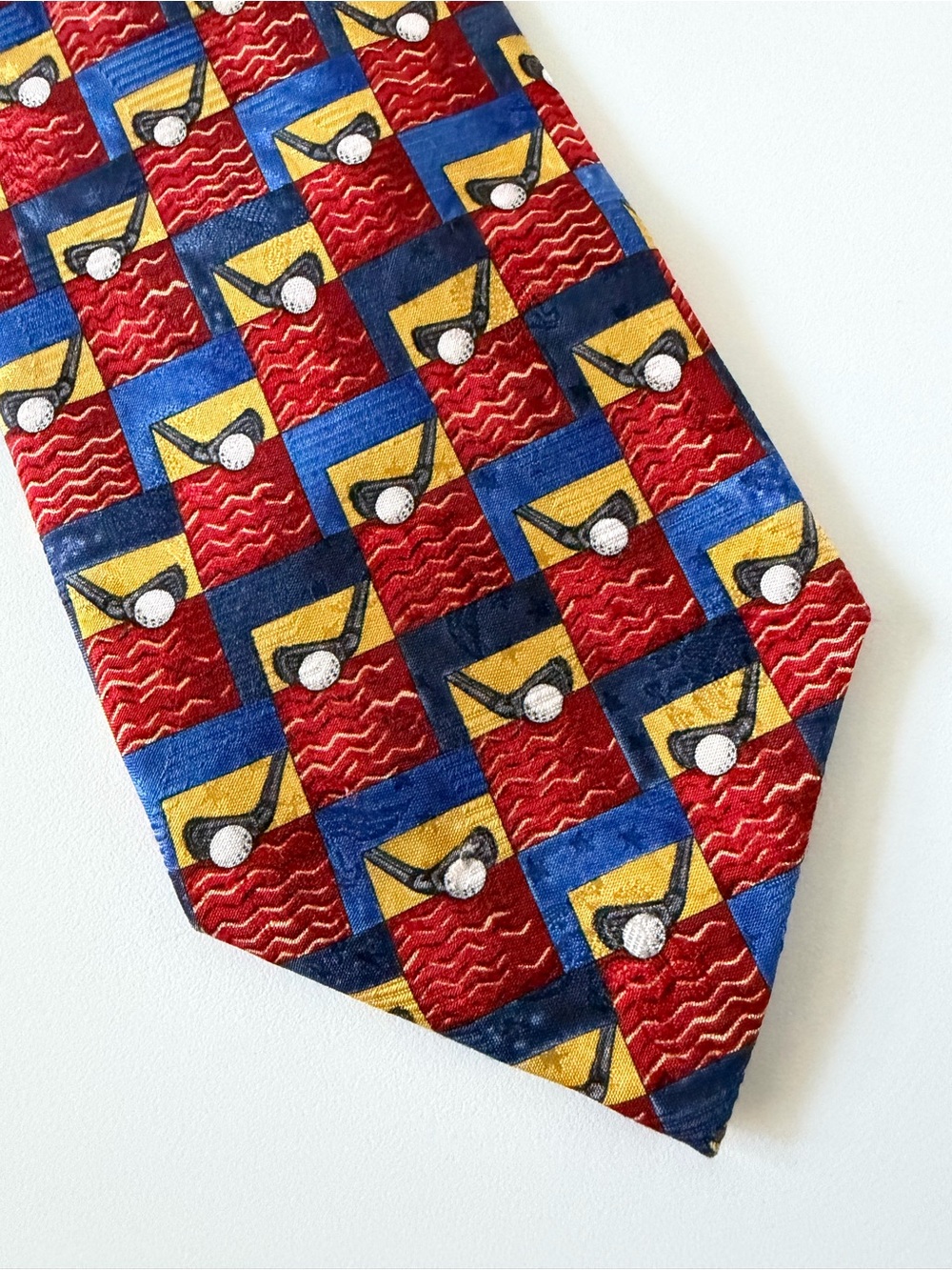 Robert Talbott Vintage Golf Club Iron Ball Geometric 100% Silk Tie Made In USA - Picture 6 of 8